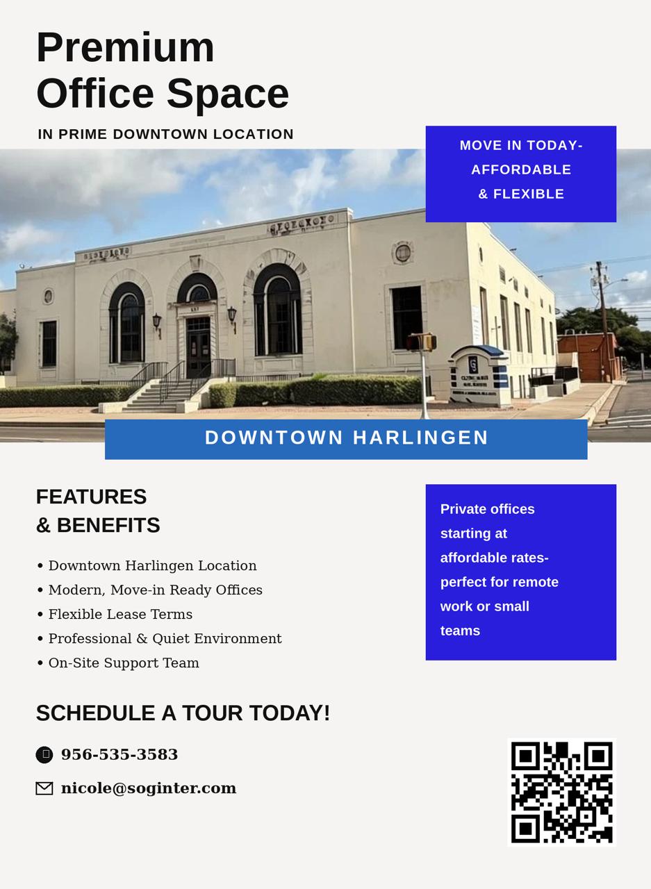 The Historic Post Office — premium office space at 221 E. Van Buren Ave., Harlingen